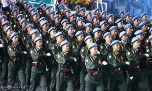 Các khối diễu binh chuẩn bị trước giờ khai mạc Các khối diễu binh chuẩn bị trước giờ khai mạc